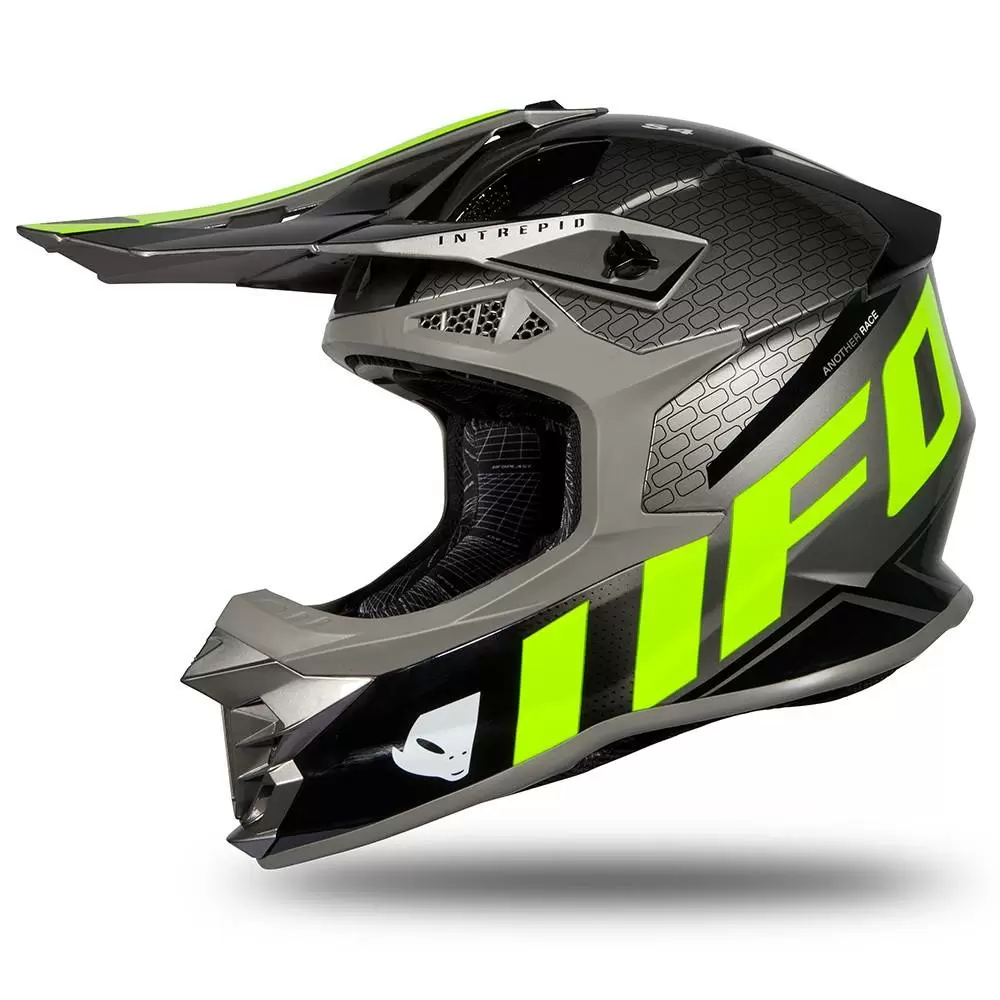 UFO Intrepid Grey Neon Yellow Motocross Helmet 13 UFO Intrepid Grey Neon Yellow Motocross Helmet - Image 11
