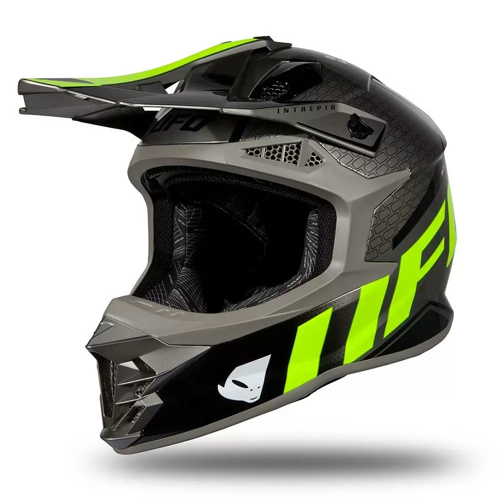 UFO Intrepid Grey Neon Yellow Motocross Helmet 4 UFO Intrepid Grey Neon Yellow Motocross Helmet - Image 2