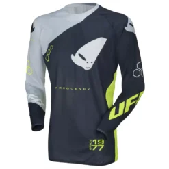 UFO Frequency Slim Motocross Jersey - Blue Grey Neon Yellow -Motorcycle Riding Equipment Store mg04468 n 01 3 jpg