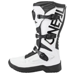 O'Neal RSX Boots - White Black -Motorcycle Riding Equipment Store oneal white black rsx mx boots left 4 jpg