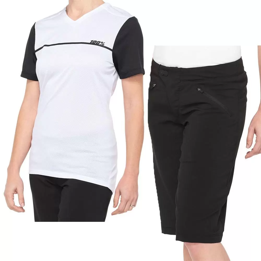 100% Ridecamp White Black Women's Motocross Kit Combo 3 100% Ridecamp White Black Women's Motocross Kit Combo